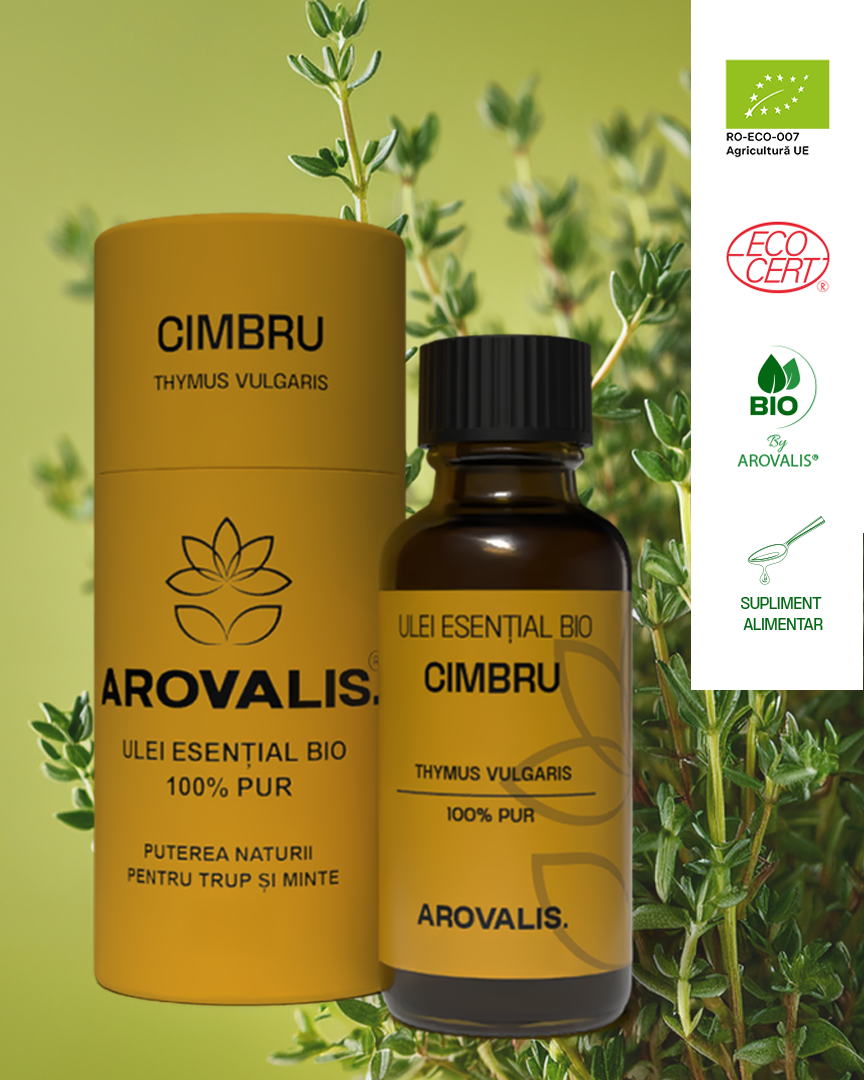ULEI ESENȚIAL BIO DE CIMBRU  (Thymus Vulgaris – CT. Thymol) 100% PUR