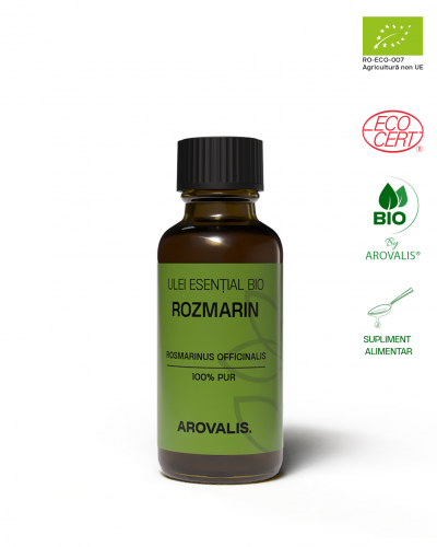ULEI ESENȚIAL BIO DE ROZMARIN (Rosmarinus officinalis – CT. Cineol) 100% PUR