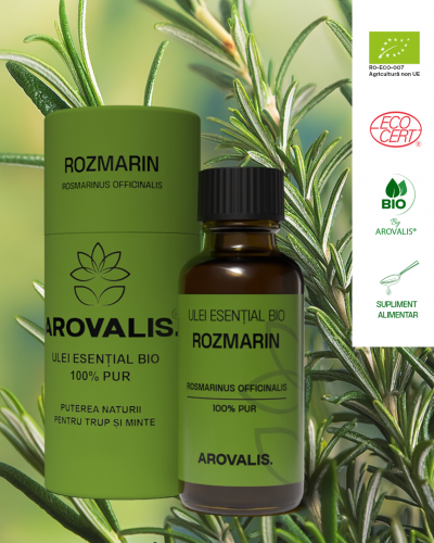 ULEI ESENȚIAL BIO DE ROZMARIN (Rosmarinus officinalis – CT. Cineol) 100% PUR