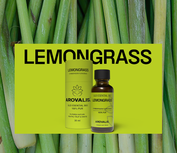 ulei esențial de lemongrass Arovalis – revitalizare și purificare naturală.