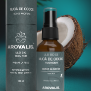 Ulei vegetal bio de  Nucă de Cocos (Cocos nucifera) 100% PUR – Fractionat – Presat la rece 100ml